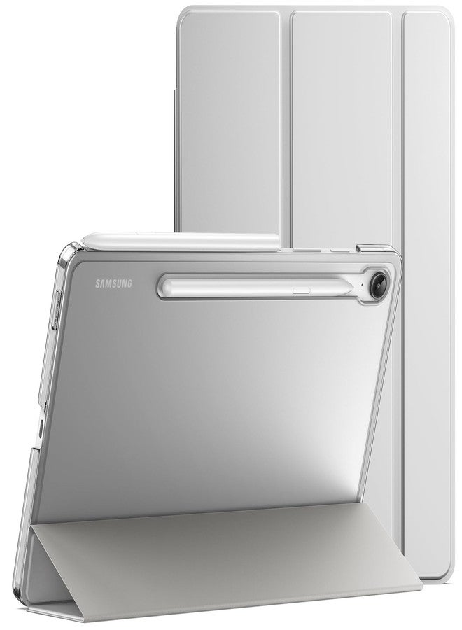 جي تيك جراب JETech لجهاز سامسونج جالاكسي تاب S10 لايت / S10 FE / S9 FE مقاس 10.9 بوصة، غطاء خلفي شفاف رفيع ثلاثي الطي لحماية الجهاز اللوحي، يدعم شحن قلم S Pen، خاصية التشغيل/الإيقاف التلقائي (فضي) - Image 1